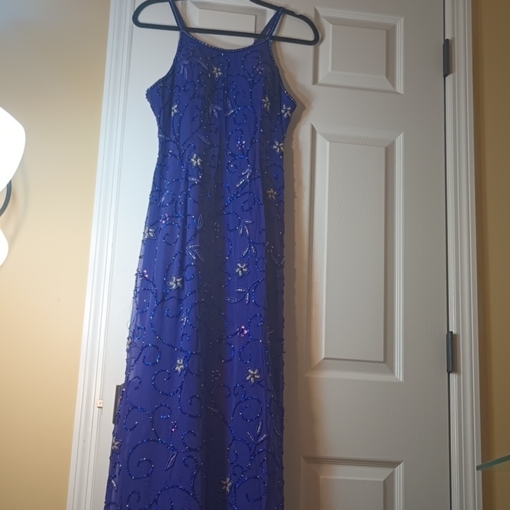 Purple Evening Gown With Incredible Beadwork Size 12